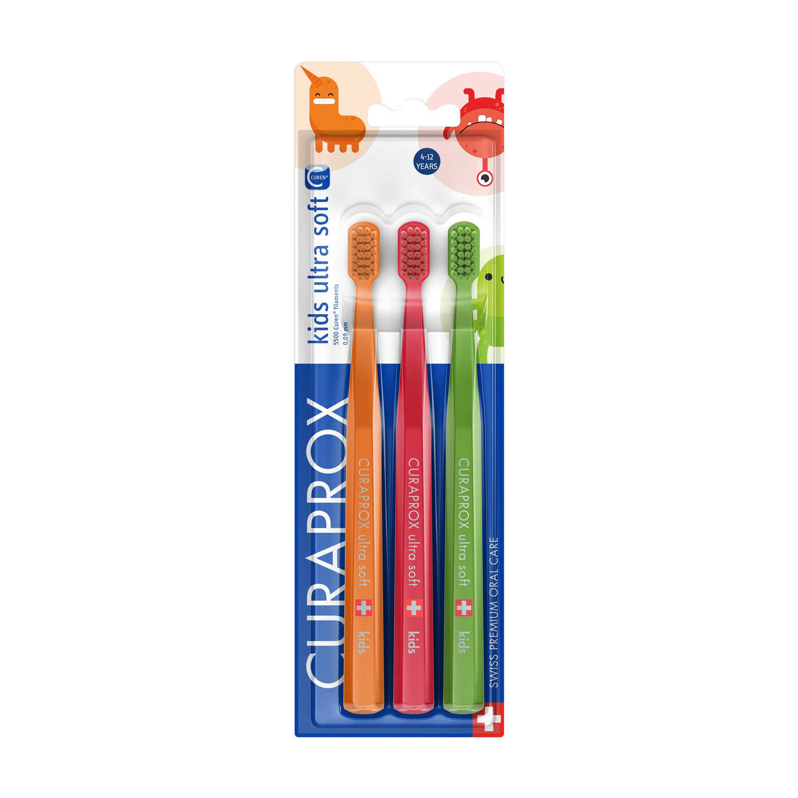 Curaprox CS Kids Toothbrush three-pack, 3 pcs – Ultra Soft (4–12 yrs)