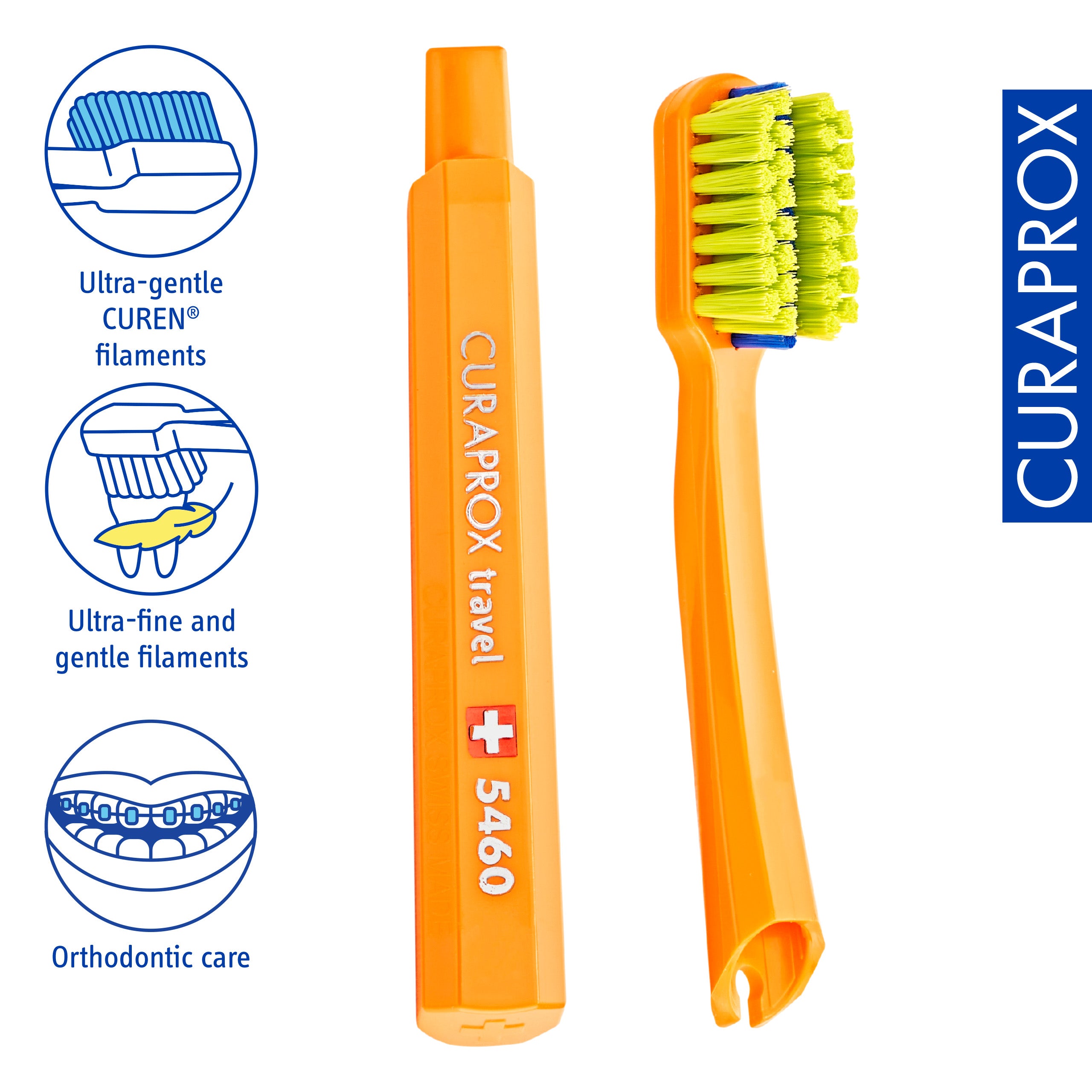 Ortho Travel Set spare brush head, Orange, 2 pcs