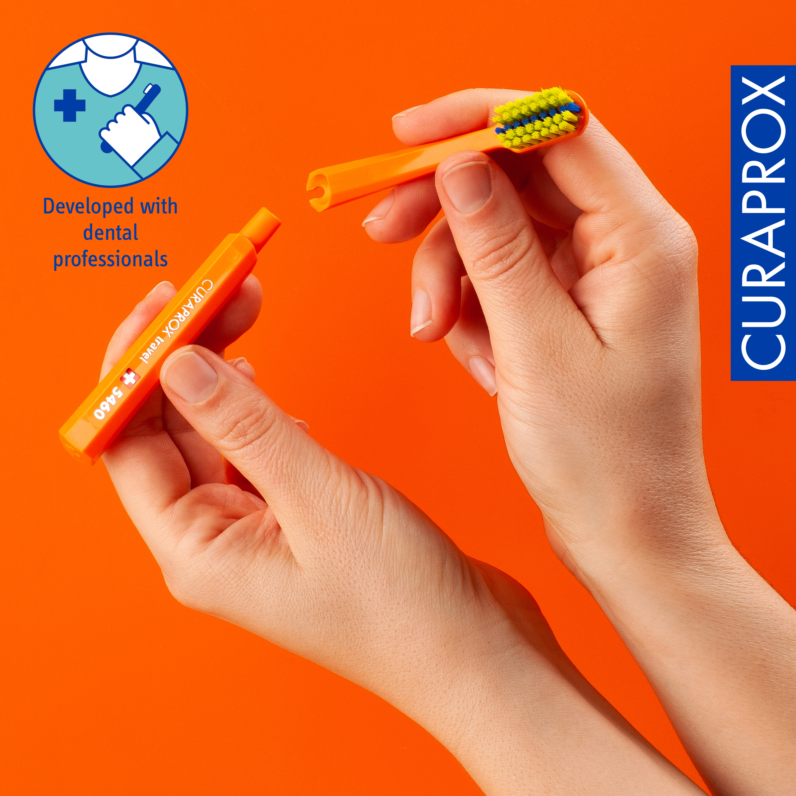 Ortho Travel Set spare brush head, Orange, 2 pcs