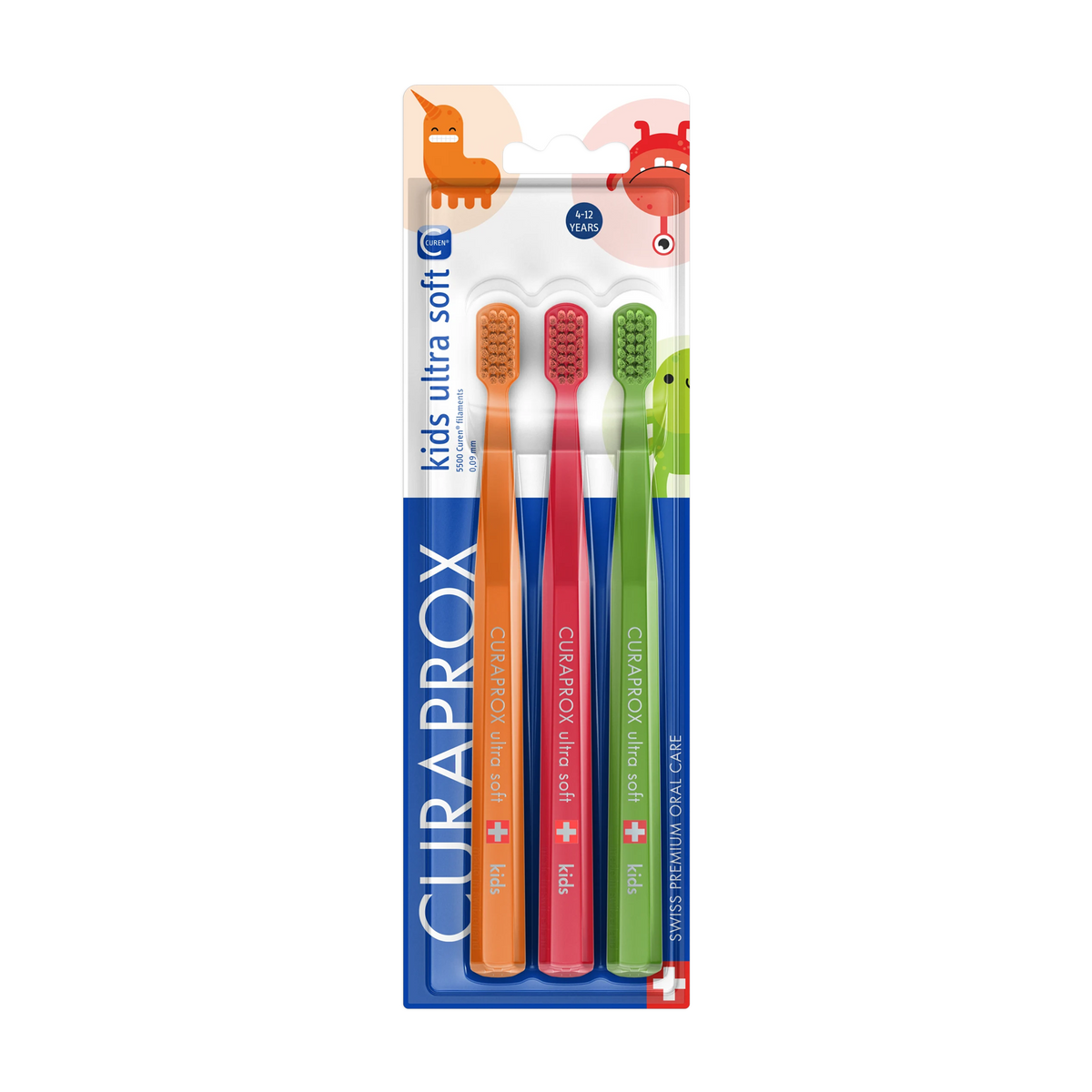 Curaprox CS Kids Toothbrush three-pack, 3 pcs – Ultra Soft (4–12 yrs)