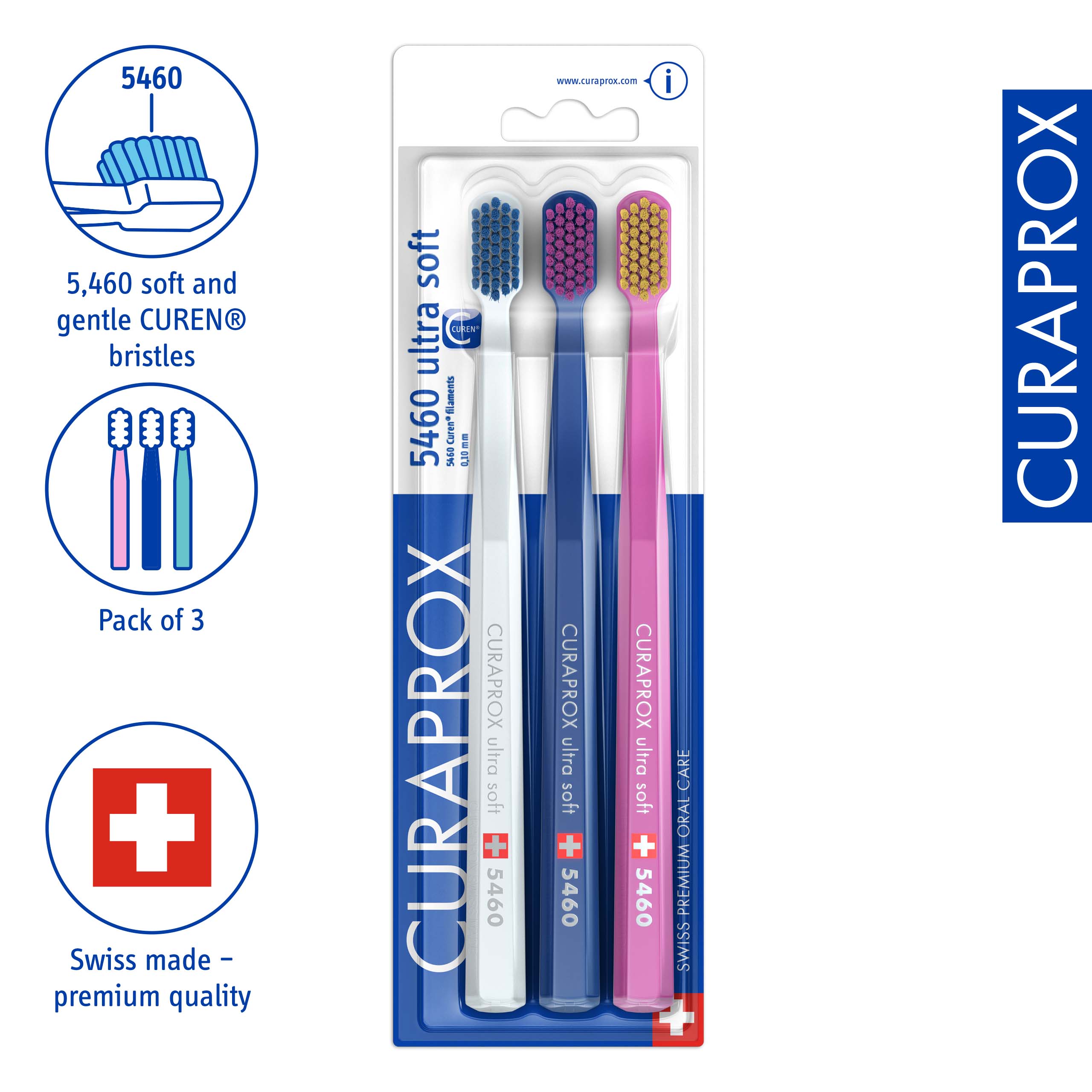 Curaprox CS 5460, three pack, 3 pcs – Gentle, effective cleaning