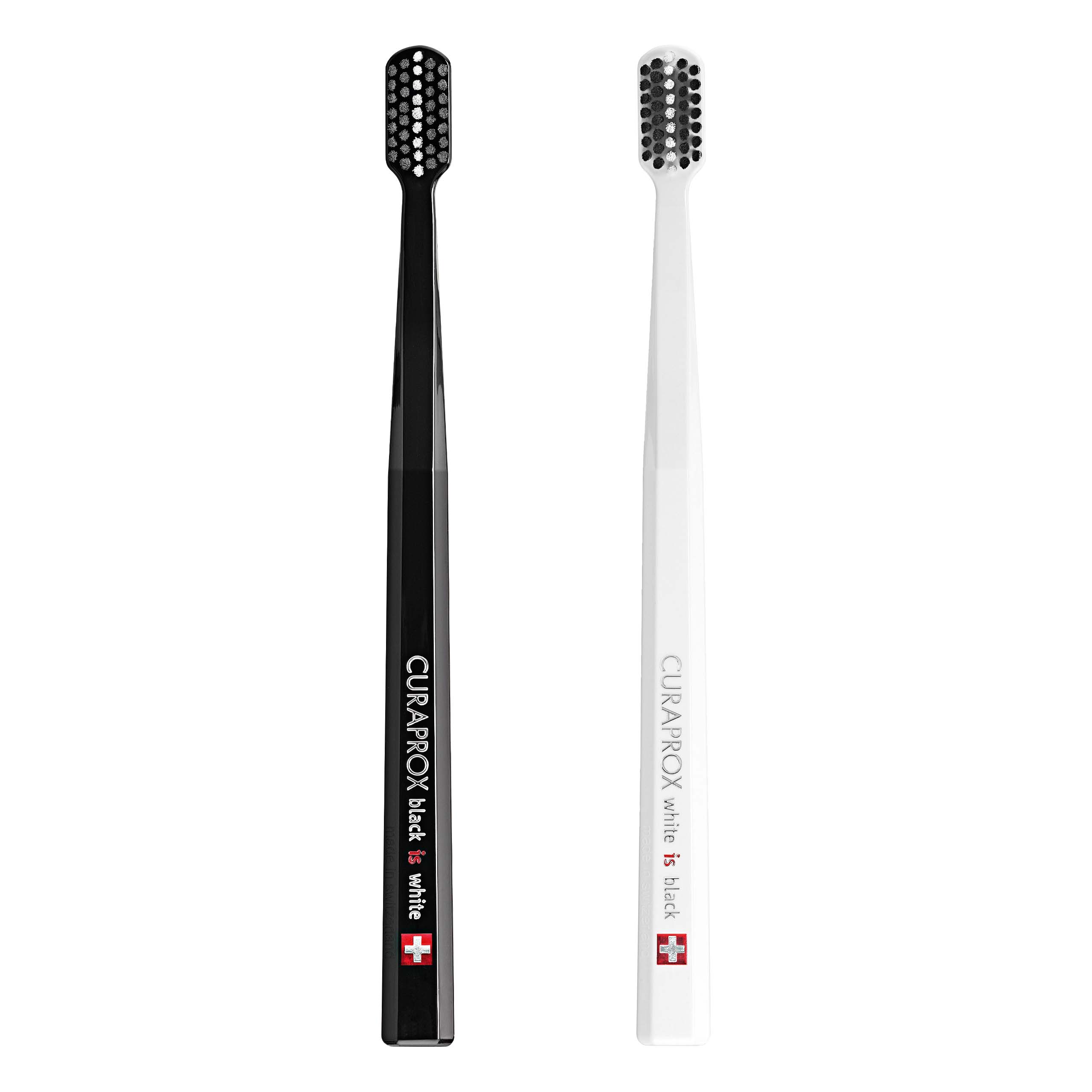 CURAPROX BLACK IS WHITE ソニック歯ブラシ Curaprox BiW Duo, black/white, 2pcs – Whitening toothbrush