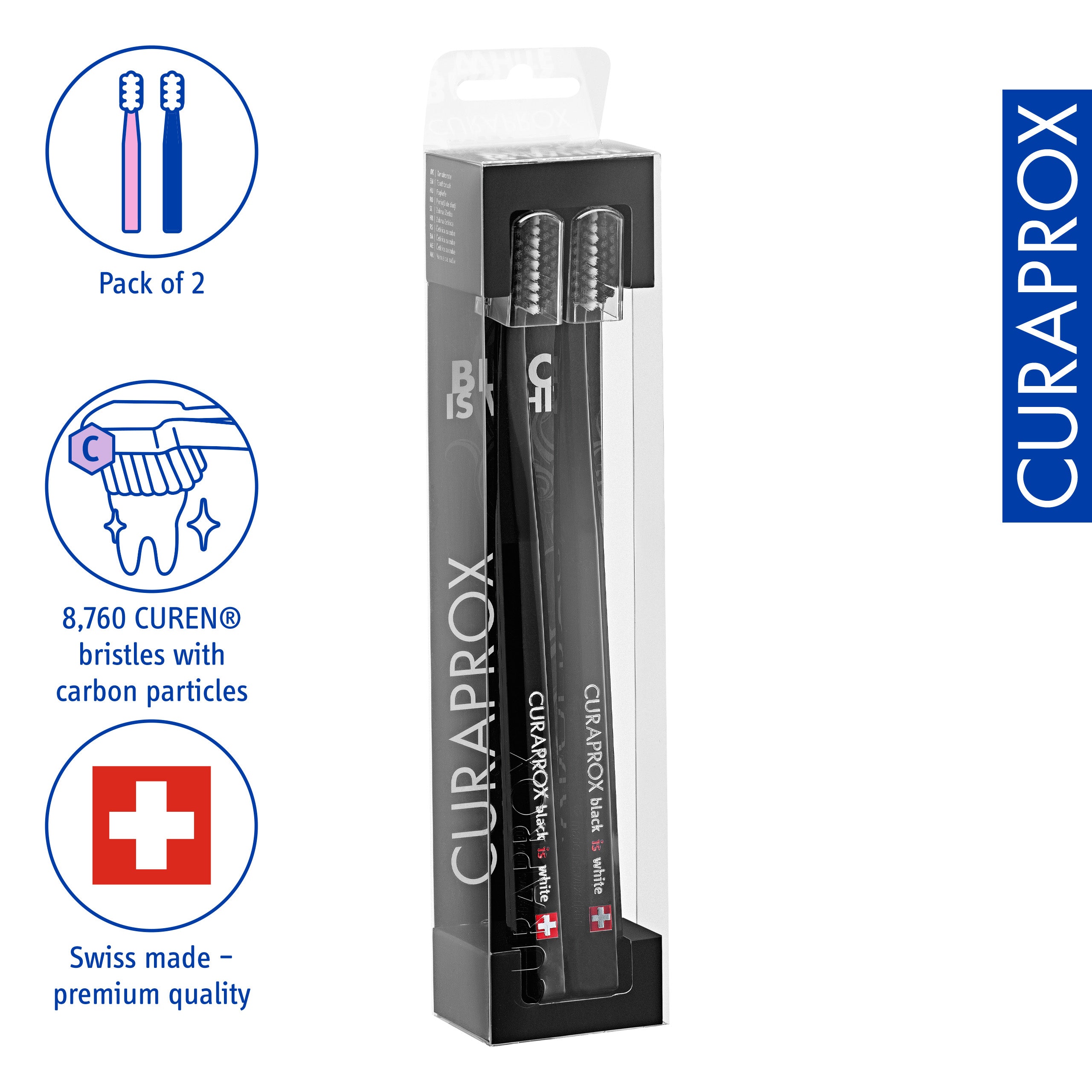 Curaprox BiW Duo, black/black, 2pcs – Whitening toothbrush
