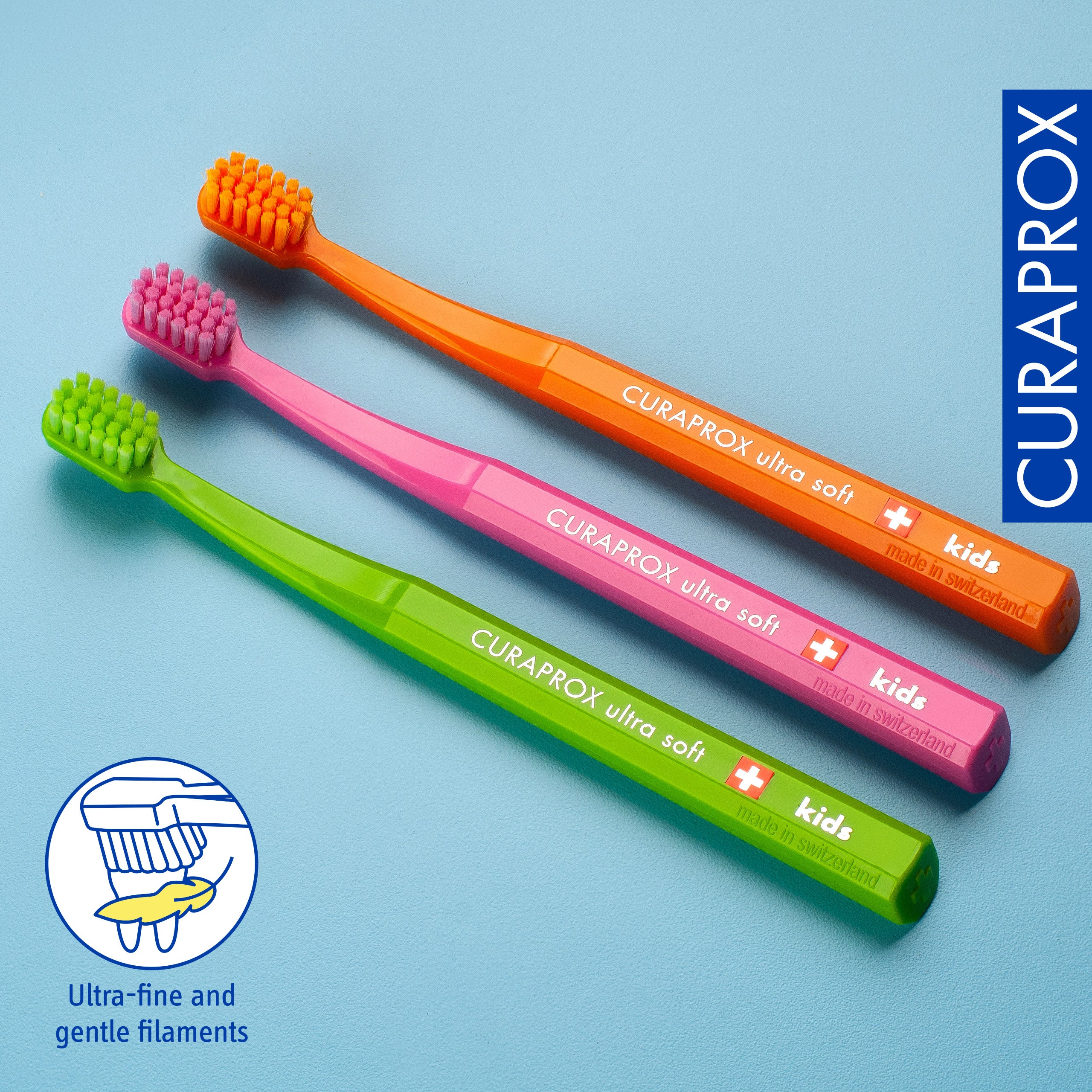 Curaprox CS Kids Toothbrush three-pack, 3 pcs – Ultra Soft (4–12 yrs)