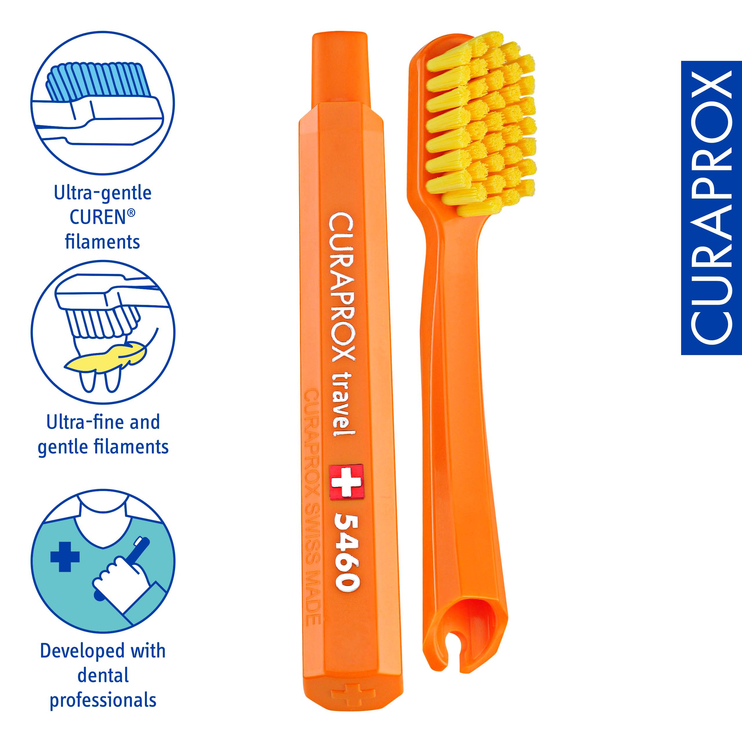 Travel Set spare brush head, Orange, 2 pcs