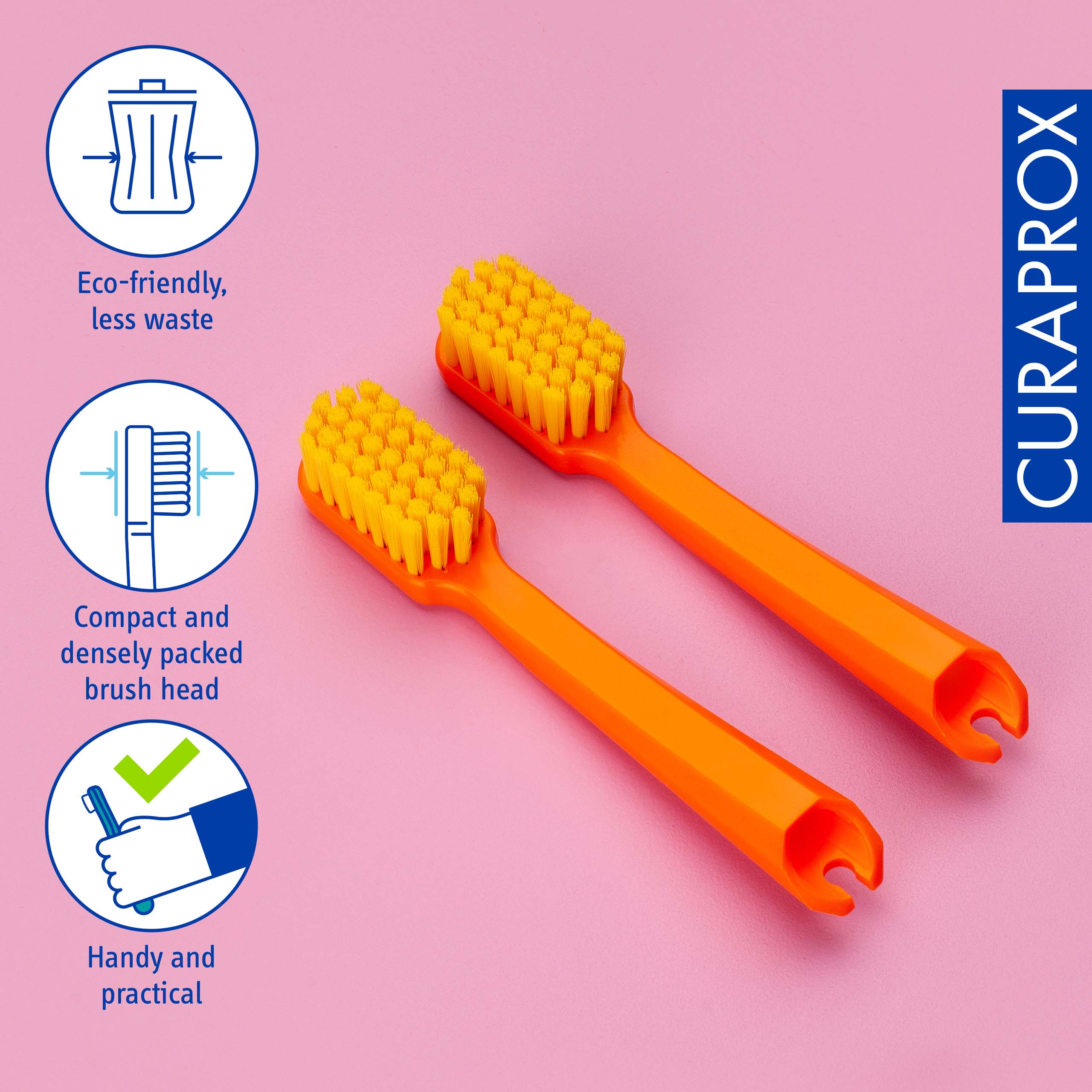 Curaprox Travel Set spare brush head, Orange, 2 pcs