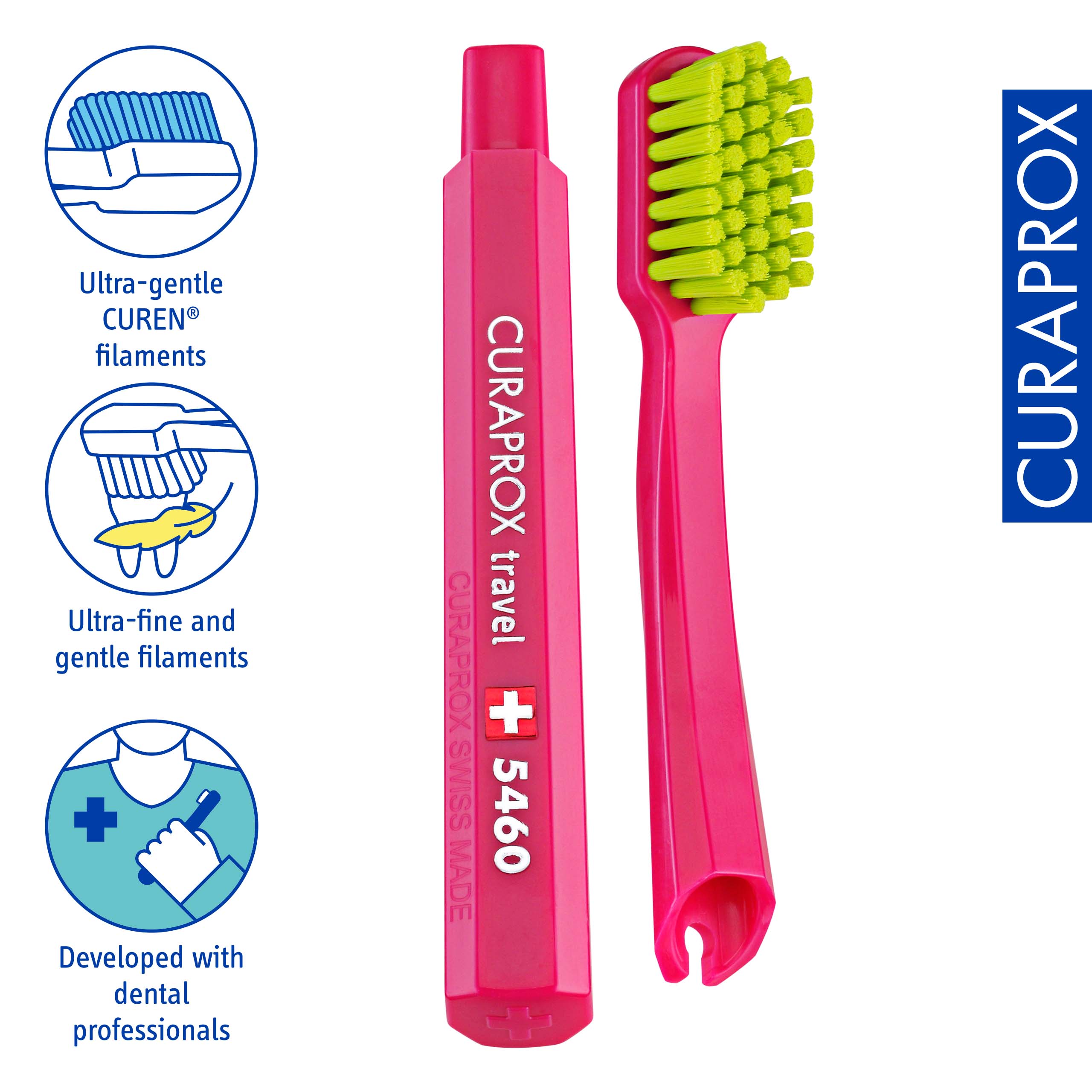 Travel Set spare brush head, Red, 2 pcs