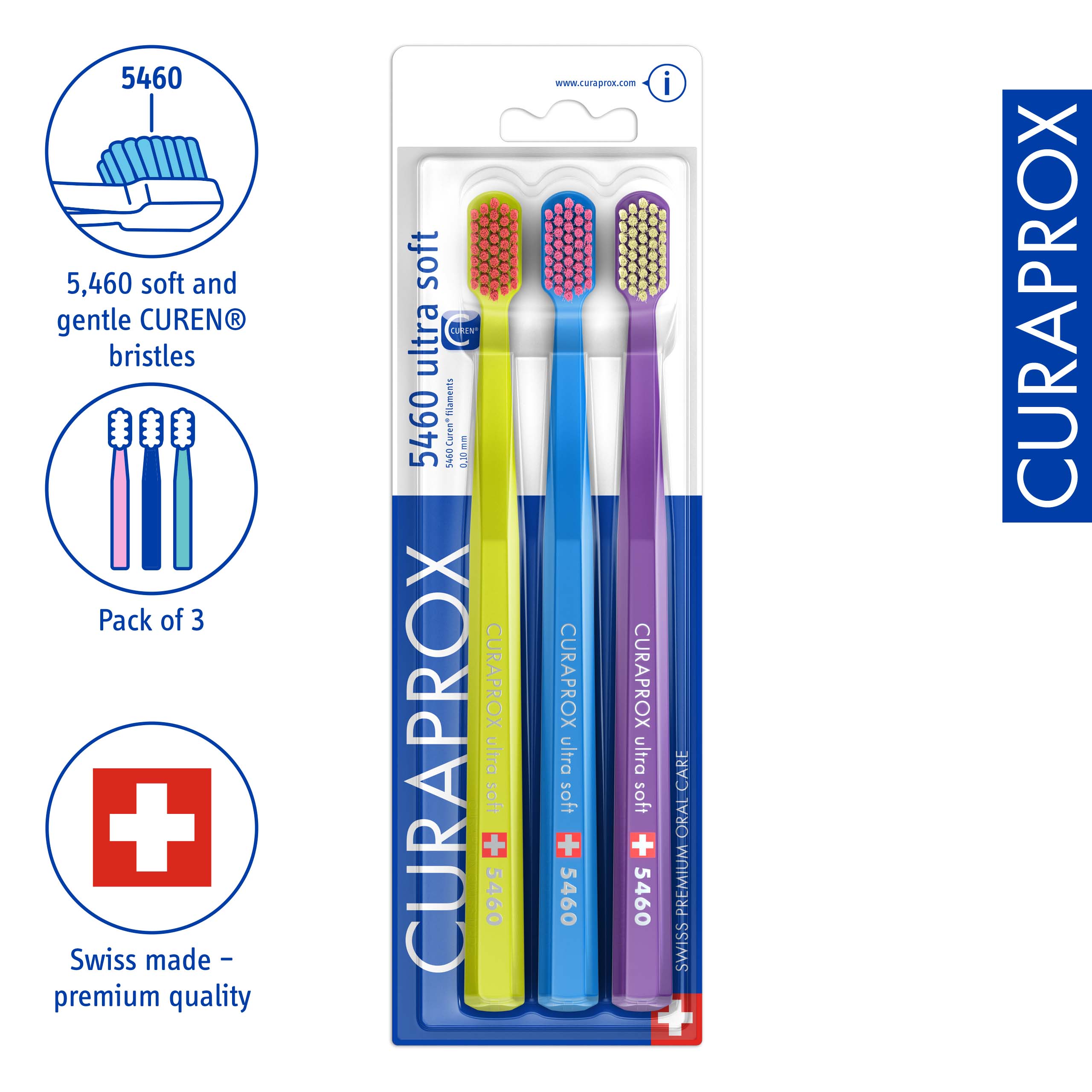 Curaprox CS 5460, three pack, 3 pcs – Gentle, effective cleaning