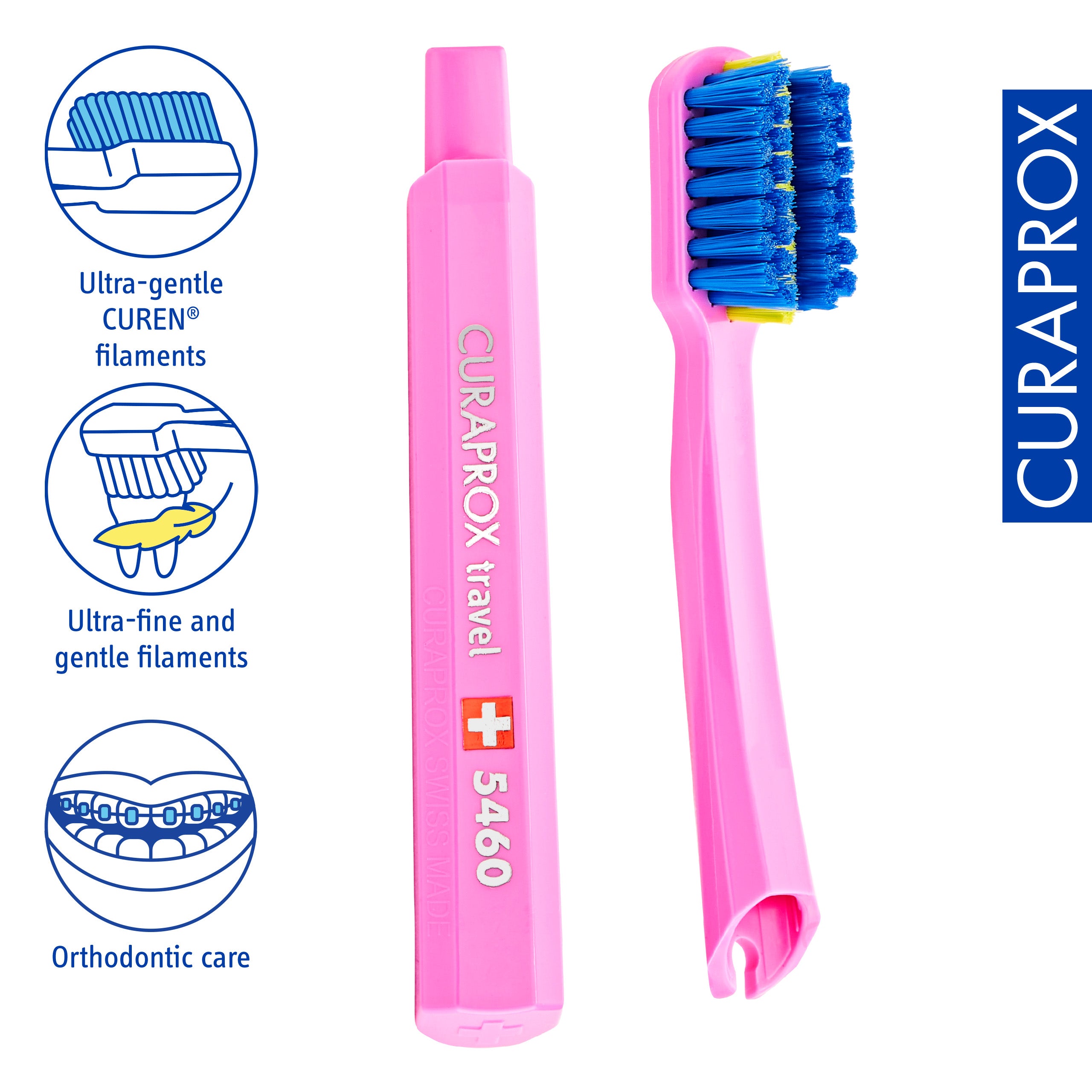 Ortho Travel Set spare brush head, Pink, 2 pcs