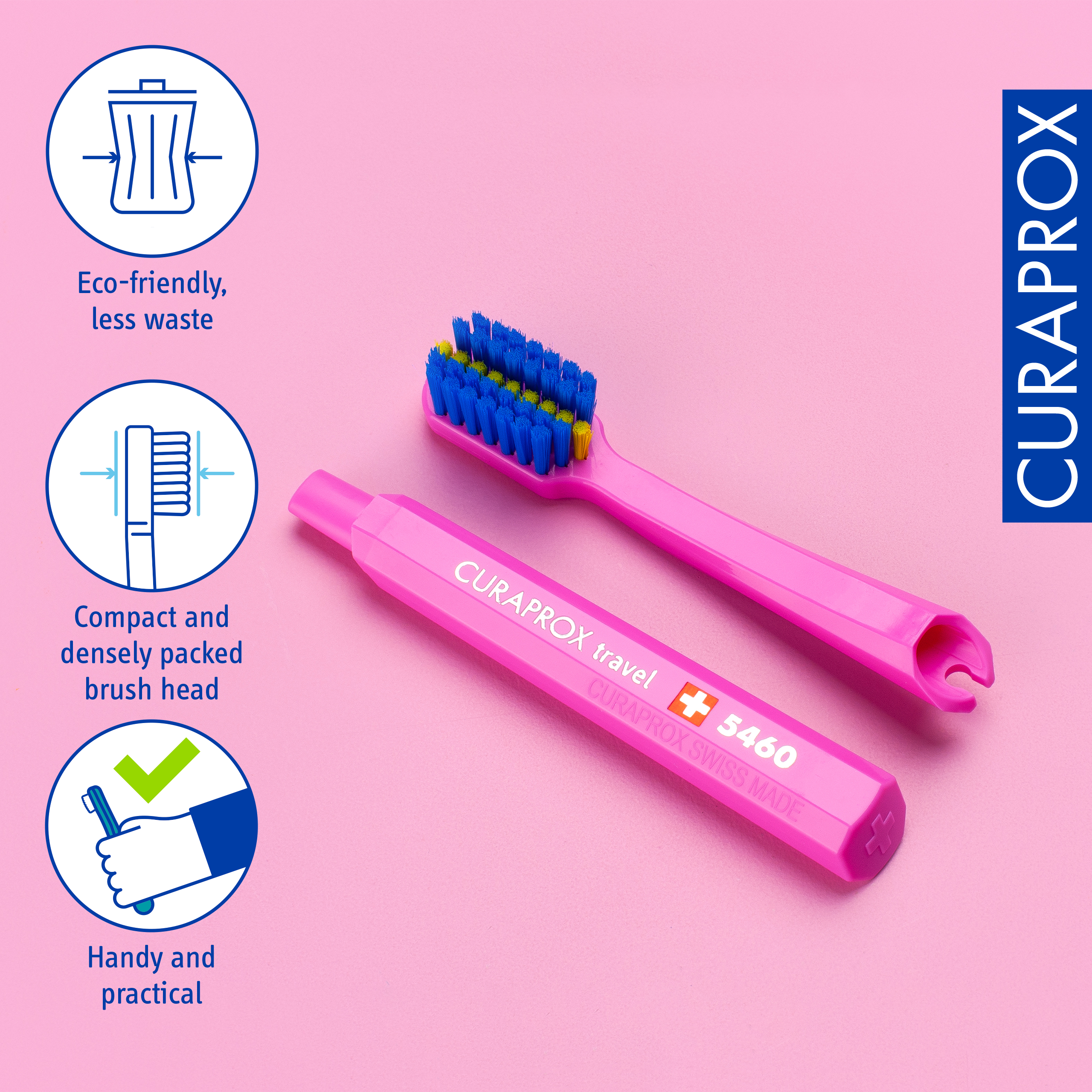 Ortho Travel Set spare brush head, Pink, 2 pcs