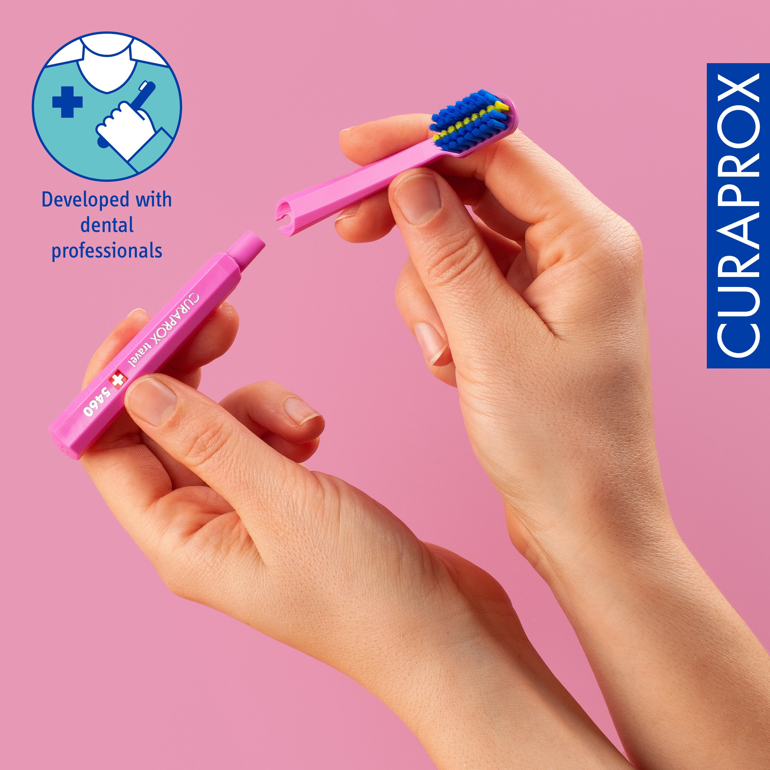 Curaprox Ortho Travel Set spare brush head, Pink, 2 pcs