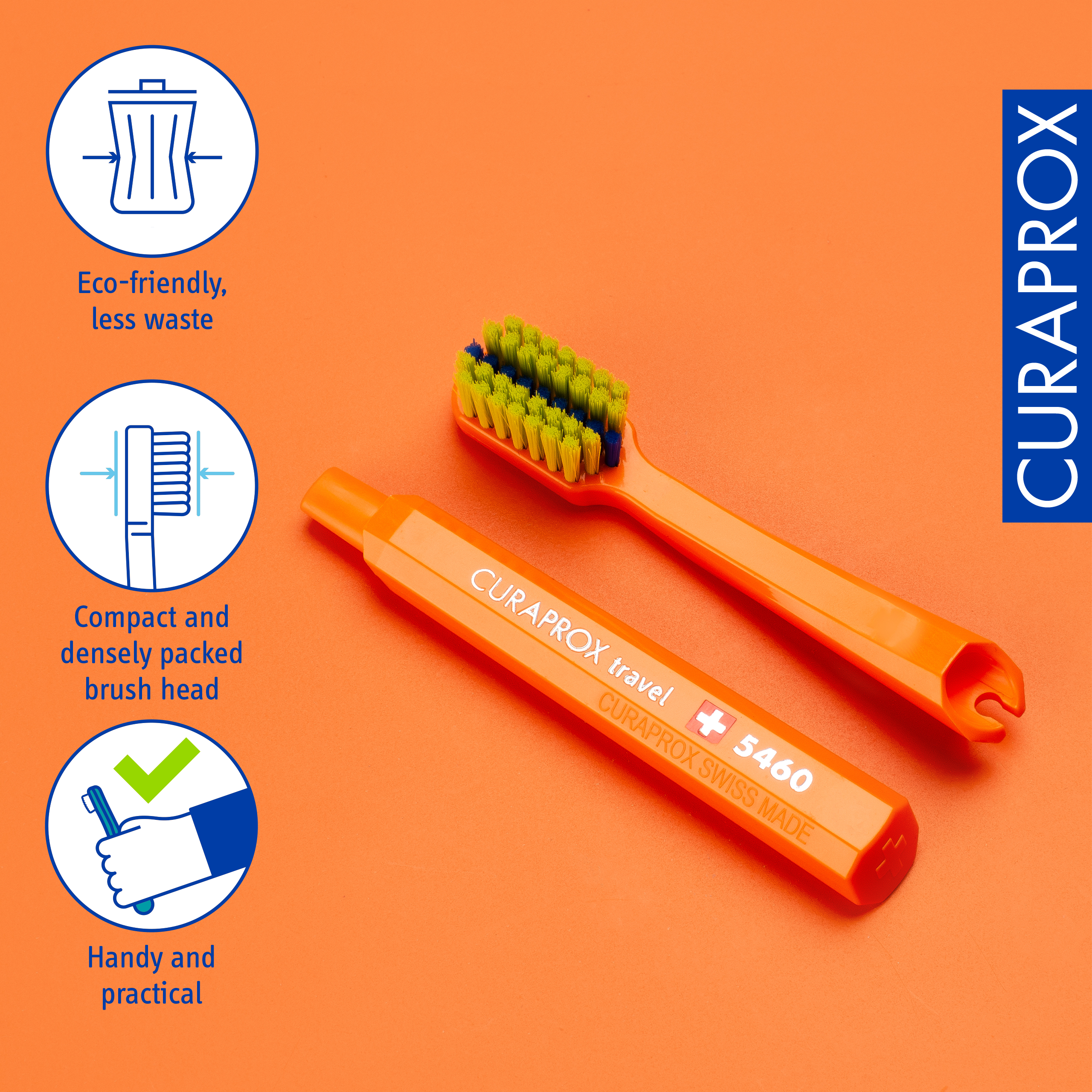 Ortho Travel Set spare brush head, Orange, 2 pcs