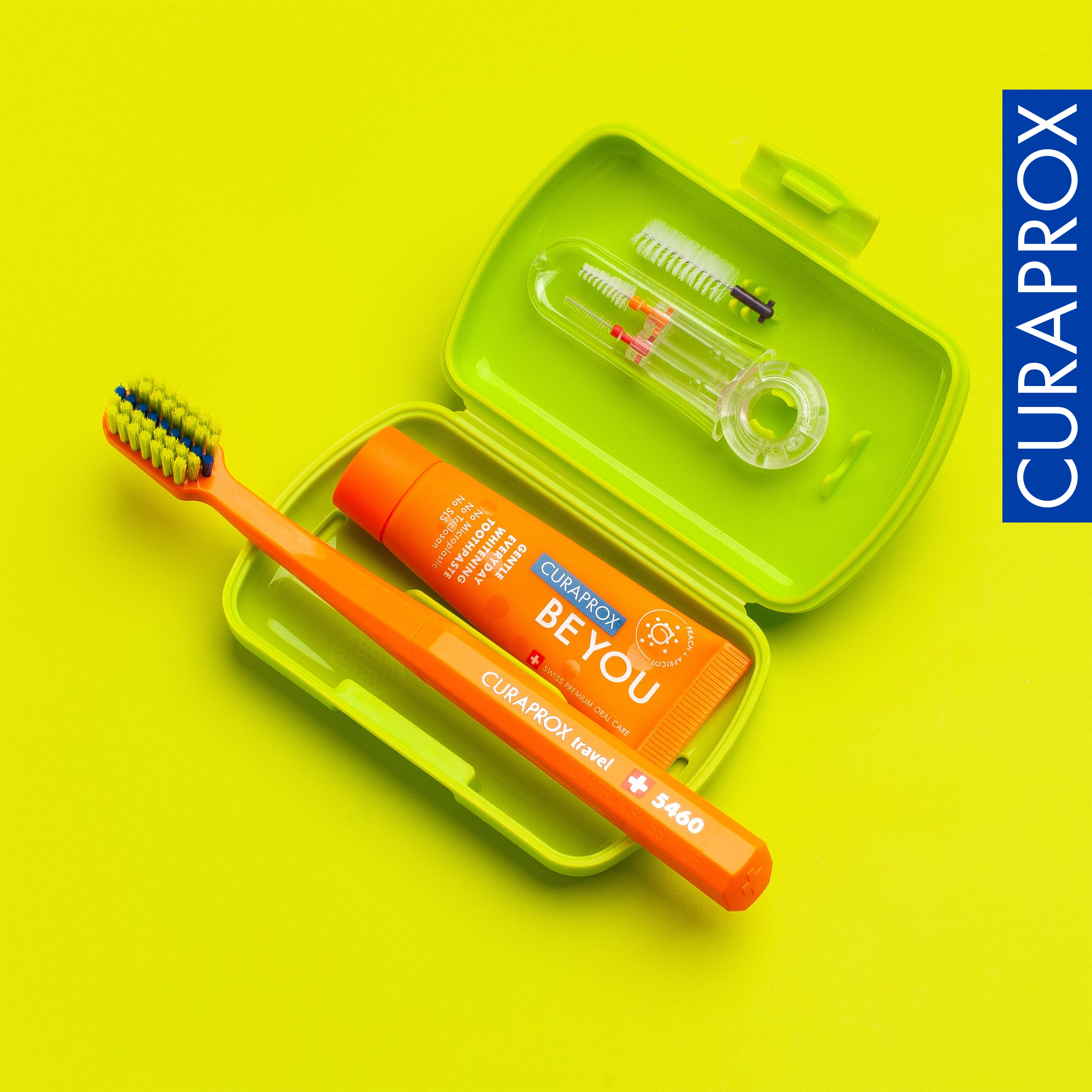 Ortho Travel Set spare brush head, Orange, 2 pcs