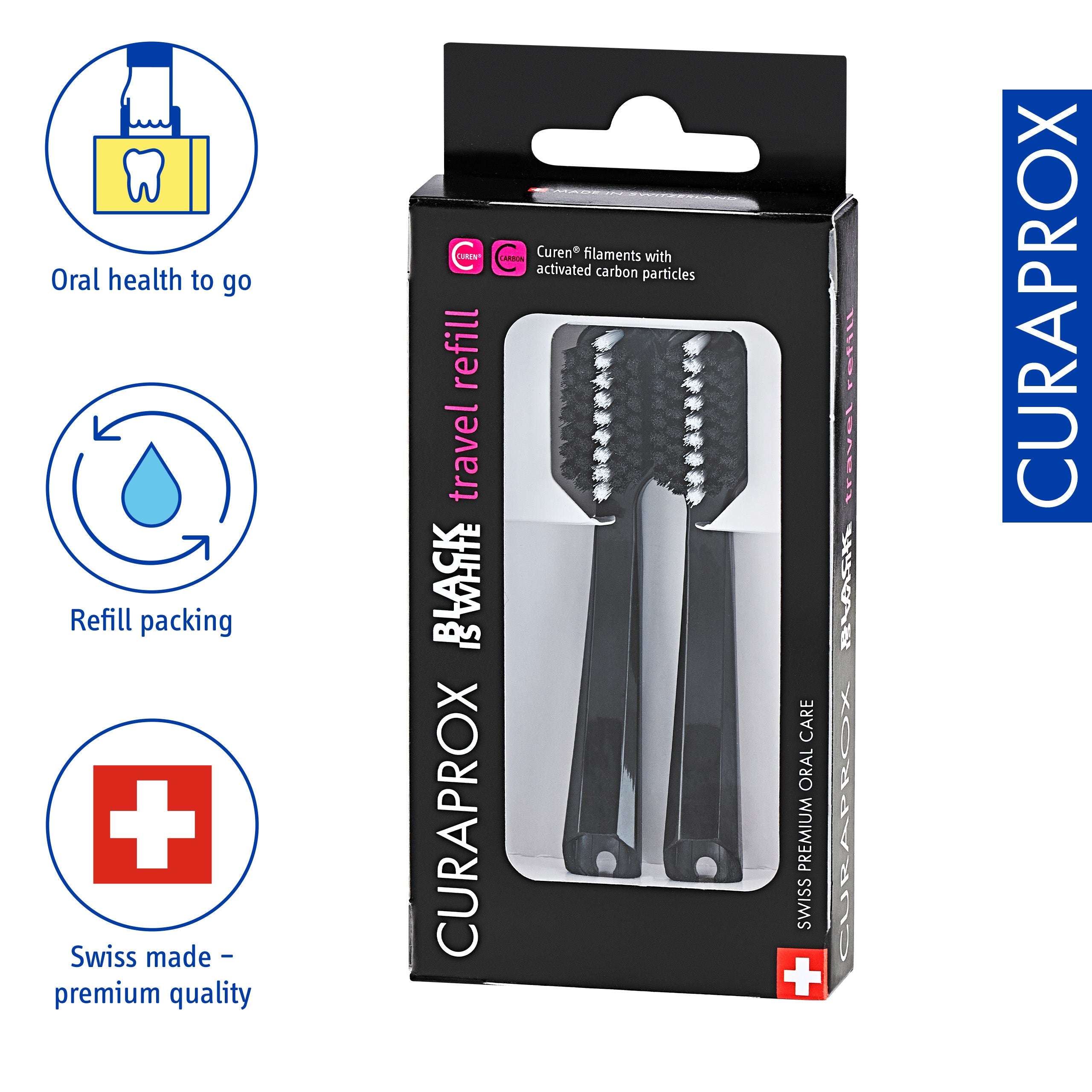 Travel set spare brush head BiW, 2 pcs