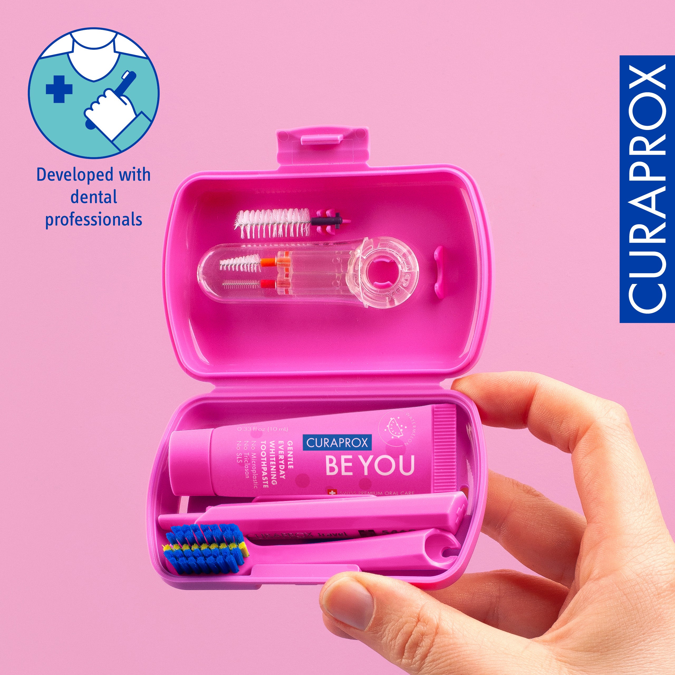 Curaprox Ortho Travel Set, Pink – Clean on-the-go